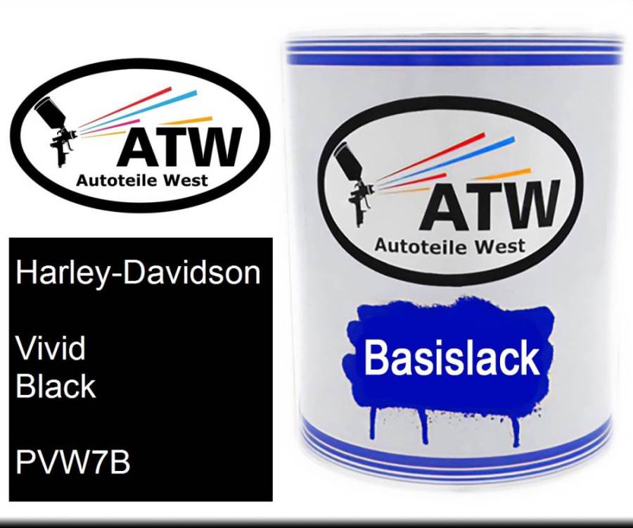 Harley-Davidson, Vivid Black, PVW7B: 1L Lackdose, von ATW Autoteile West.